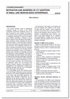 Motivation and Barriers of ICT Adoption in Small and Medium-sized Enterprises