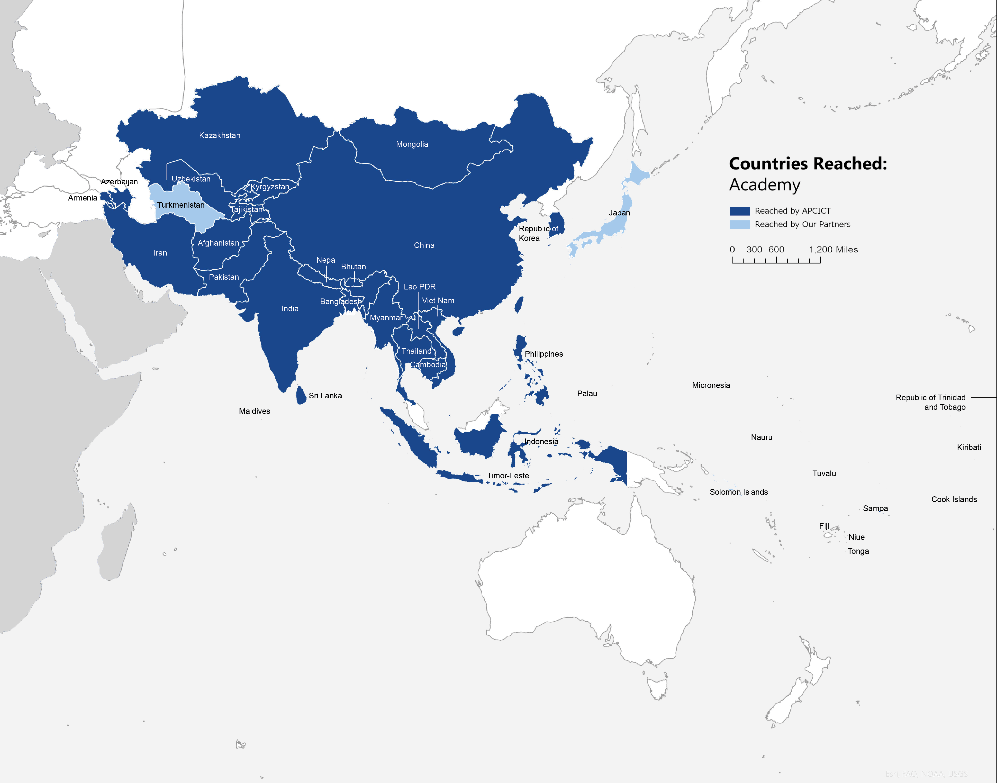 Countries reached by Academy