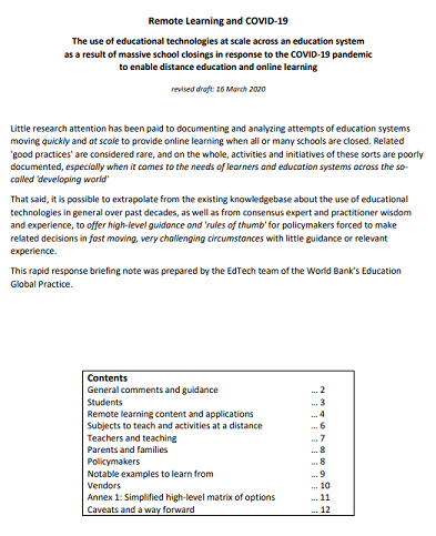 COVID-19 Rapid Response Briefing Note